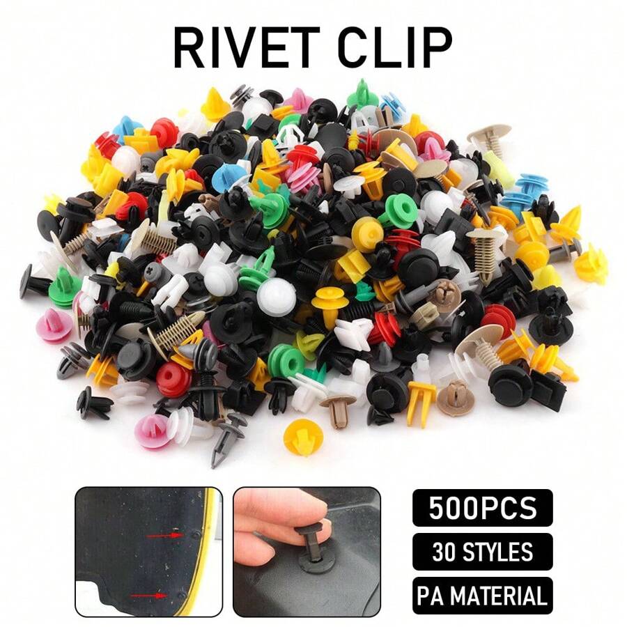 500Pcs Car Trim Body Fastener Rivet Retainer Door Panel Bumper Plastic Clips Kit