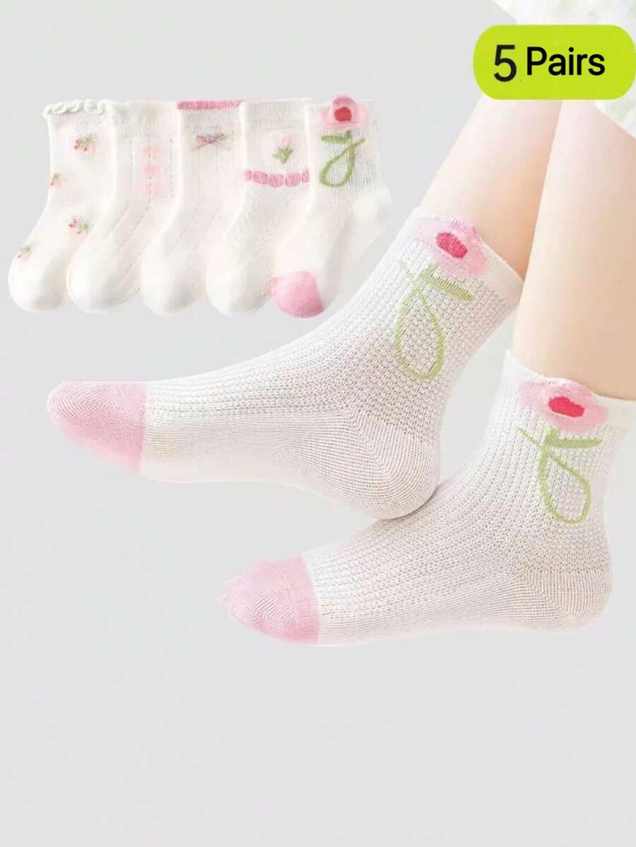5 pares de calcetines delgados de malla, de fibra de poliéster suave, aptos para primavera y verano