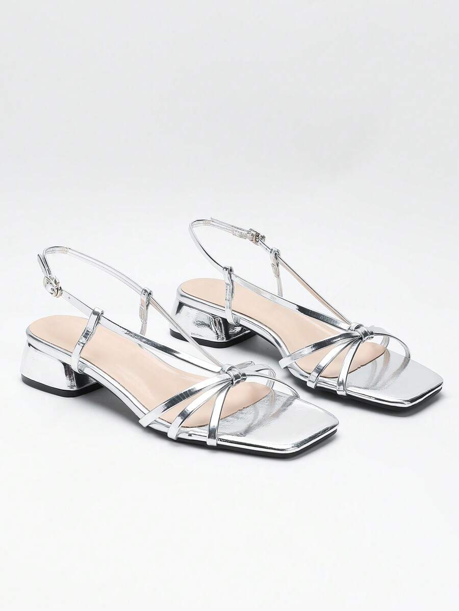 Sandalias de tiras con tacón medio, elegantes y sexy de estilo minimalista con punta abierta, nuevos lanzamientos de verano para mujeres