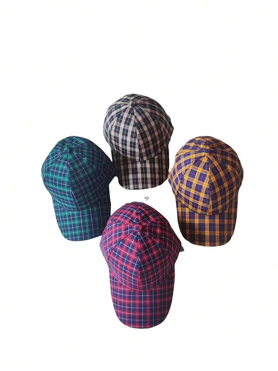 Unisex Koreanische Mode karierte Baseballkappe, lässiger Sonnenschutz Hut