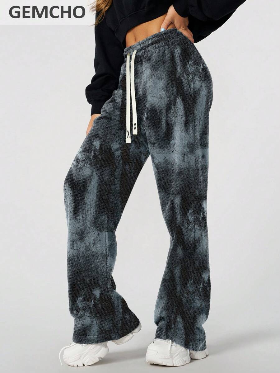 GEMCHO Women'S Polyester Sports Sweatpants With Pockets, Knit Fabric, Slight Stretch, Casual Running Joggers,Gym Clothes Women, For All-Season Long Pants