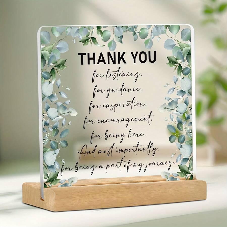 1pc Women's Thank You Gift, Men's Desktop Decor, Motivational Gift, Acrylic Desktop Accessory, Retirement/Farewell Gift, Thank You Gift For Colleague, Teacher, Nurse, Employee (Fresh Style)
