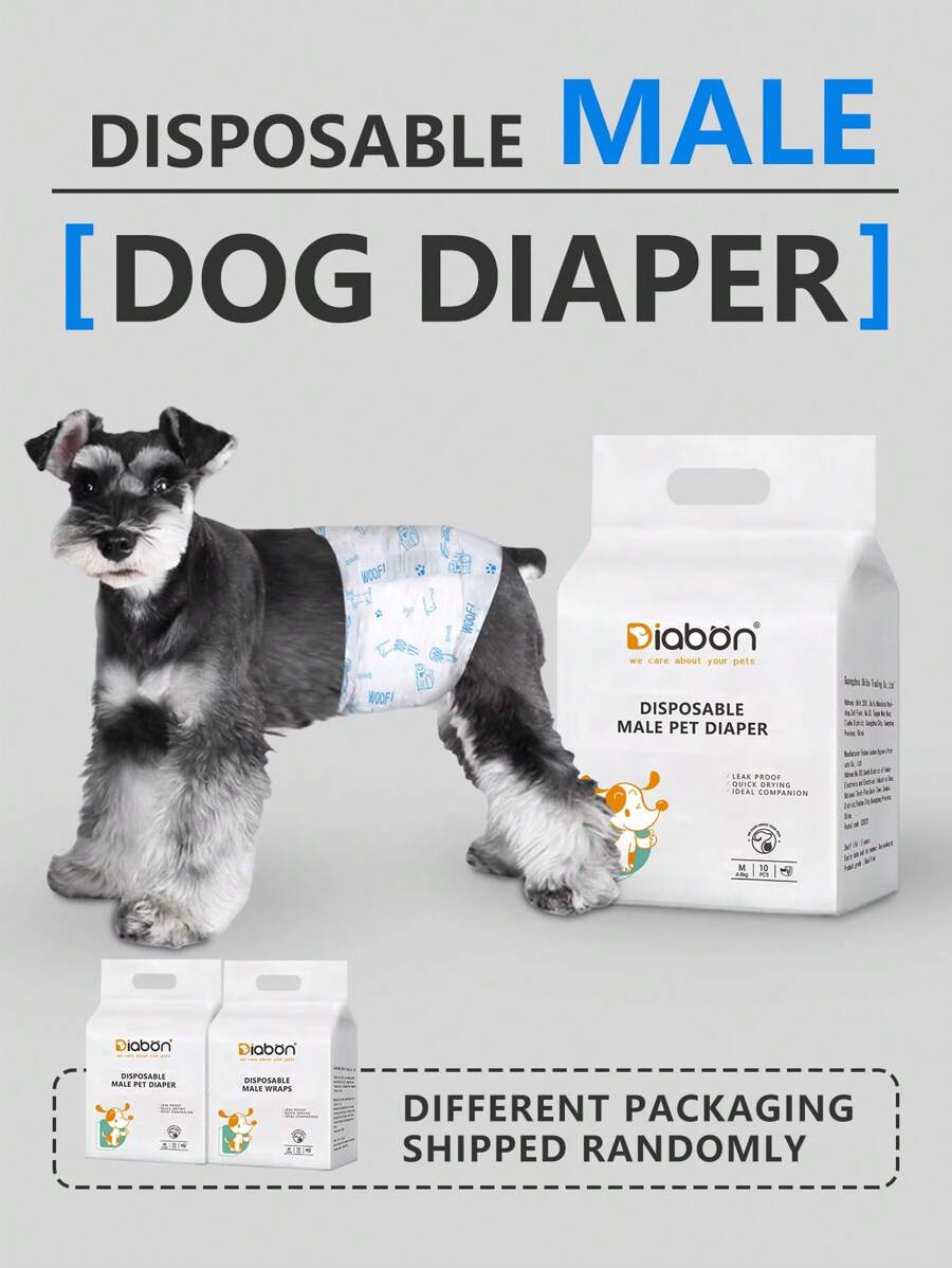 paquete de 10 pañales desechables para perros, pantalones higiénicos anti-fugas y anti-olores, entrega de paquete al azar