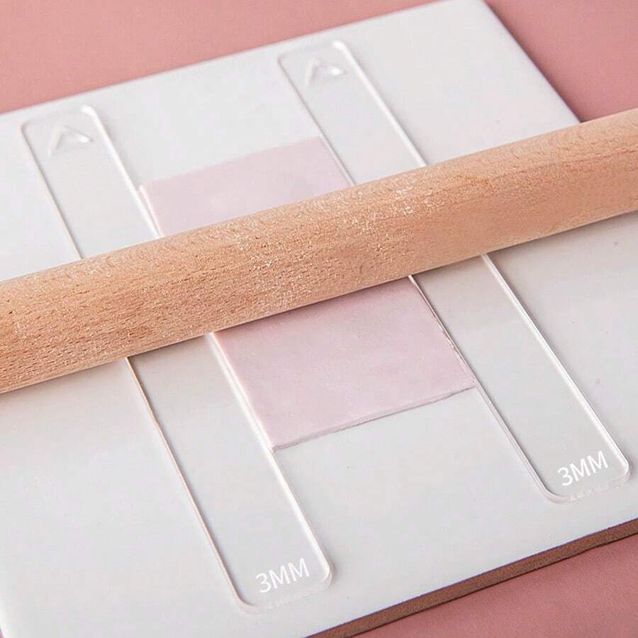 2 Stücke transparenter Acryl Weichton Dickenmesser, Weichton Glättmatte & Lineal, DIY Weichton Bastelbedarf Werkzeug