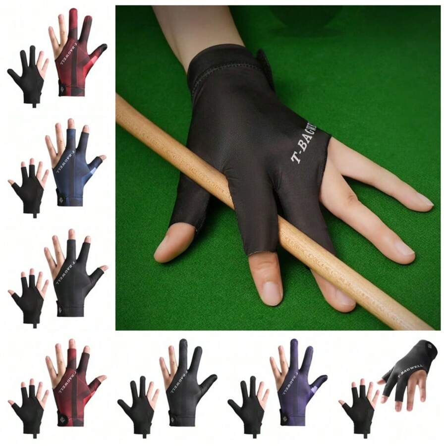 1 pieza Guantes profesionales de billar para hombres con tres dedos, de seda de hielo transpirable y antideslizante, set individual para mano izquierda, guantes de tenis de mesa para mujeres T3