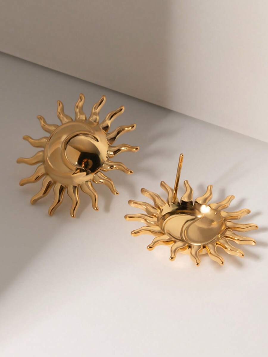 1 par de brincos exclusivos clássicos com design sunburst, estilo palácio exótico