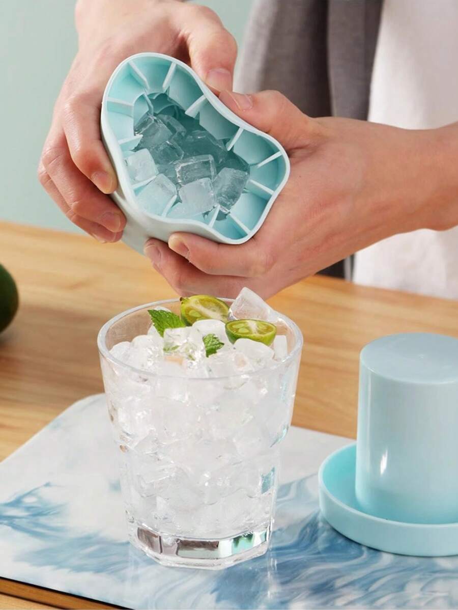 1pc Cylinder Silicone Ice Cube Mold, Decompress Ice Lattice, Mini Ice Maker Cube Tray, Press-Type Easy-Release Ice Cup, Portable Ice Mold, Reusable Ice Maker, For Making Beverage, Fruit Juice, Ice Cream, Cocktail And Coffee Ice Cubes Gadget, Suitable For Home, Bar, Club And Outdoor Summer Drinks, Kitchen Supplies, Kitchen Accessories(Blue)