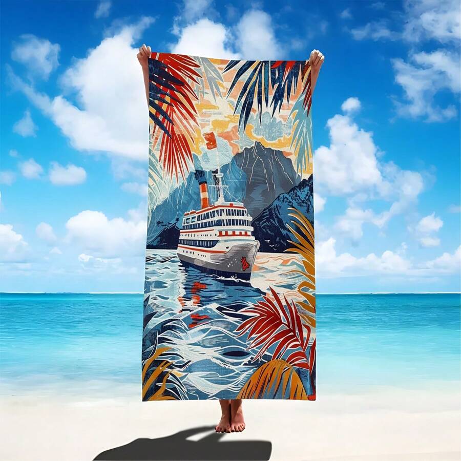 1pc Ultra-Fine Microfiber Beach Towel, Quick-Drying Absorbent And Lightweight For Beach, Bathroom, Swimming