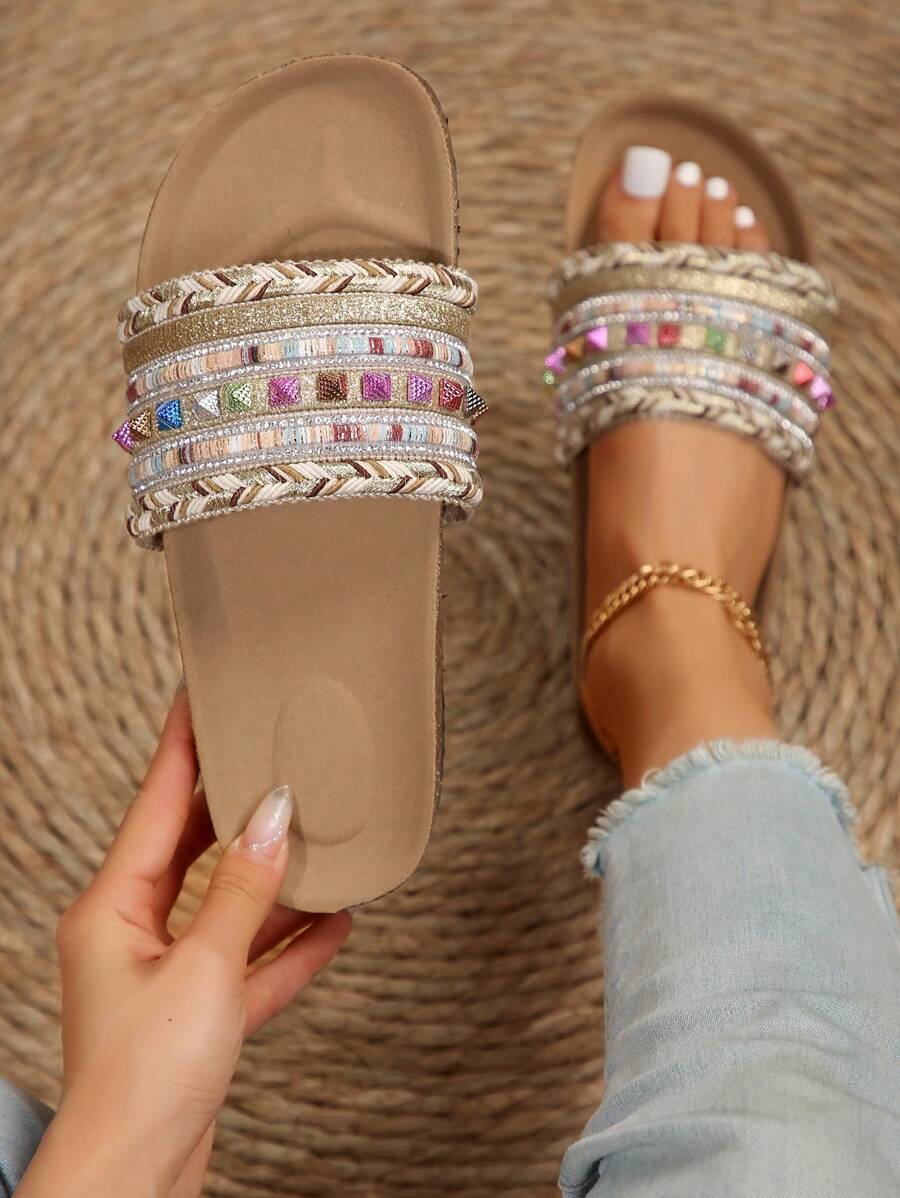 Women's Strap Anti-Slip Graphic Pattern Neutral Fashion EVA Casual Beach Slippers, Suitable For Outdoor, All Seasons