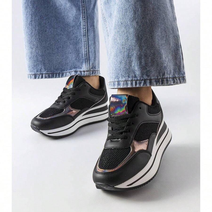 scarpi sportivi sportive casual con suola spessa e colori a contrasto, adatte per uso quotidiano