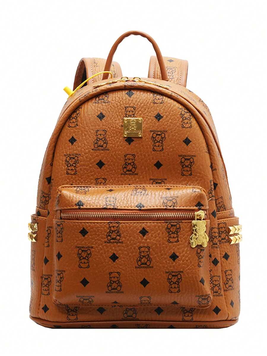 2025 New Bear Design Backpack, Fashion Versatile Commuter Bag, Large Capacity Bookbag For College Students