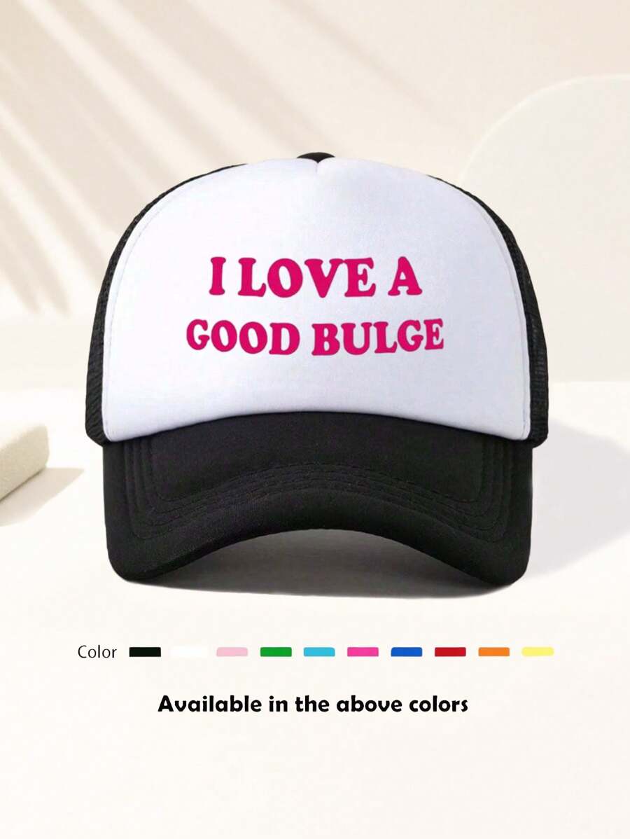 1 pièce Casquette de baseball unisexe à lettres "I LOVE", drôle pour le jour de match, réglable, chapeau de soleil pour l'extérieur, printemps et automne, voyage, vacances à la plage, sports, style Y2K, chapeau de papa, casquette de camionneur respirante en maille, meilleur cadeau de vacances