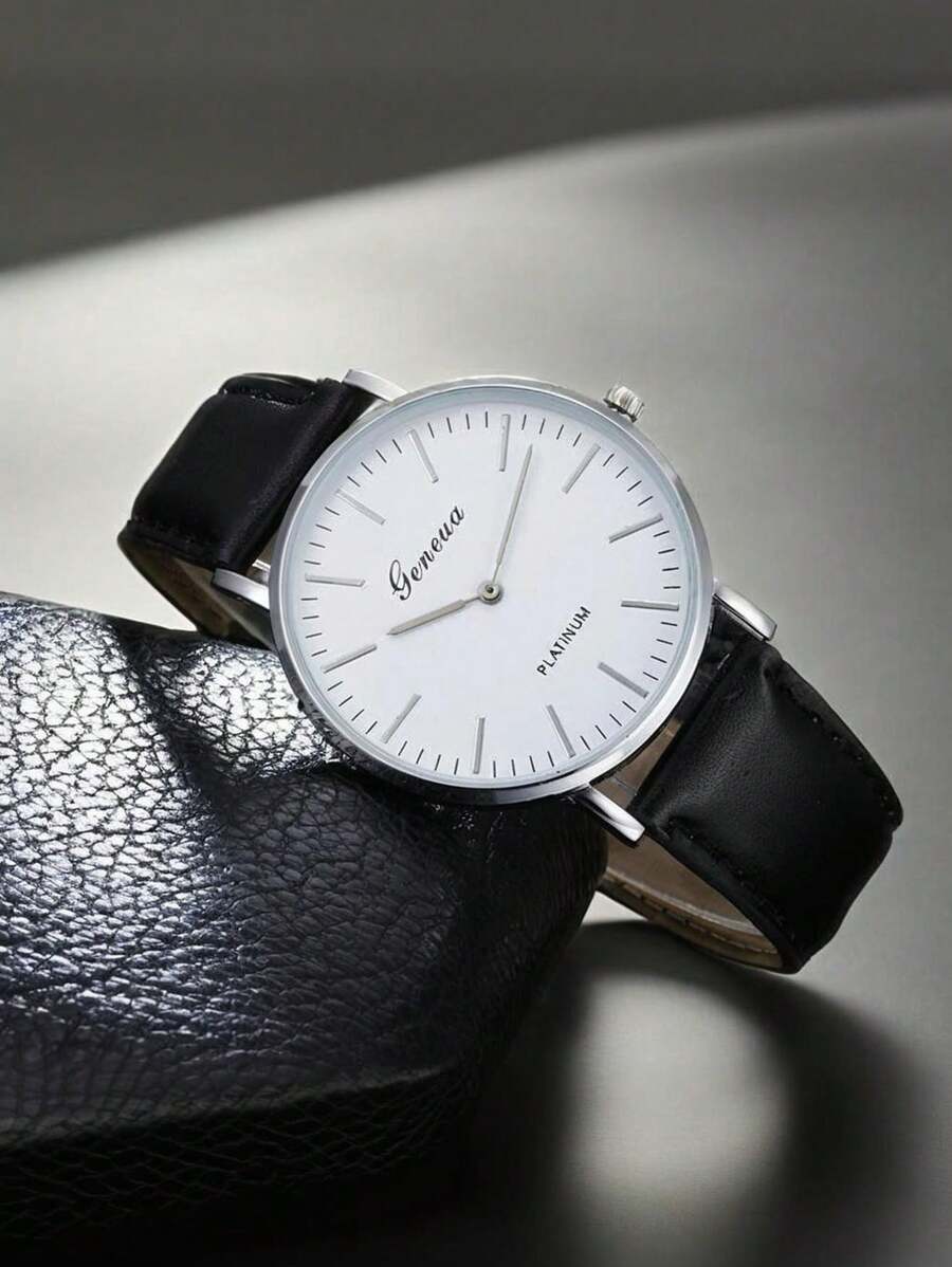 1 Pieza Reloj de Banda de GENEVA para Mujeres, Reloj de Cuarzo de 2 Agujas para Estudiantes