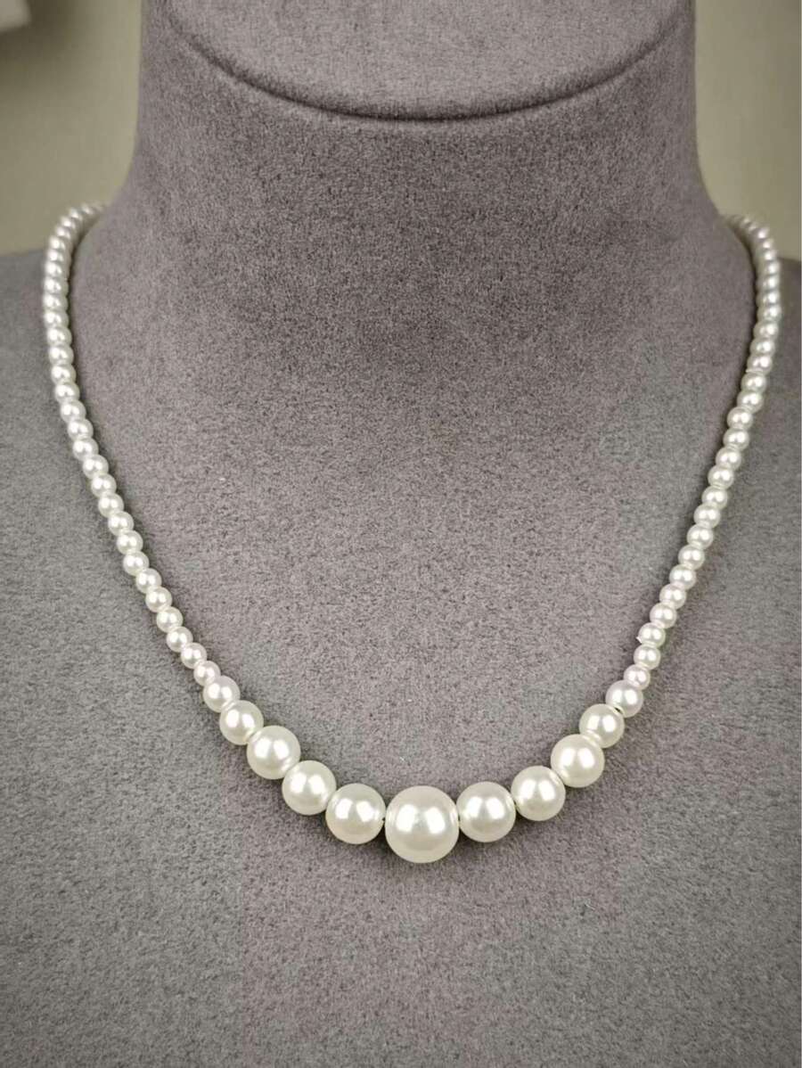 Collana elegante con perle finte sfumate, gioiello classico minimalista, collana choker di moda di lusso, accessori per maglione da donna