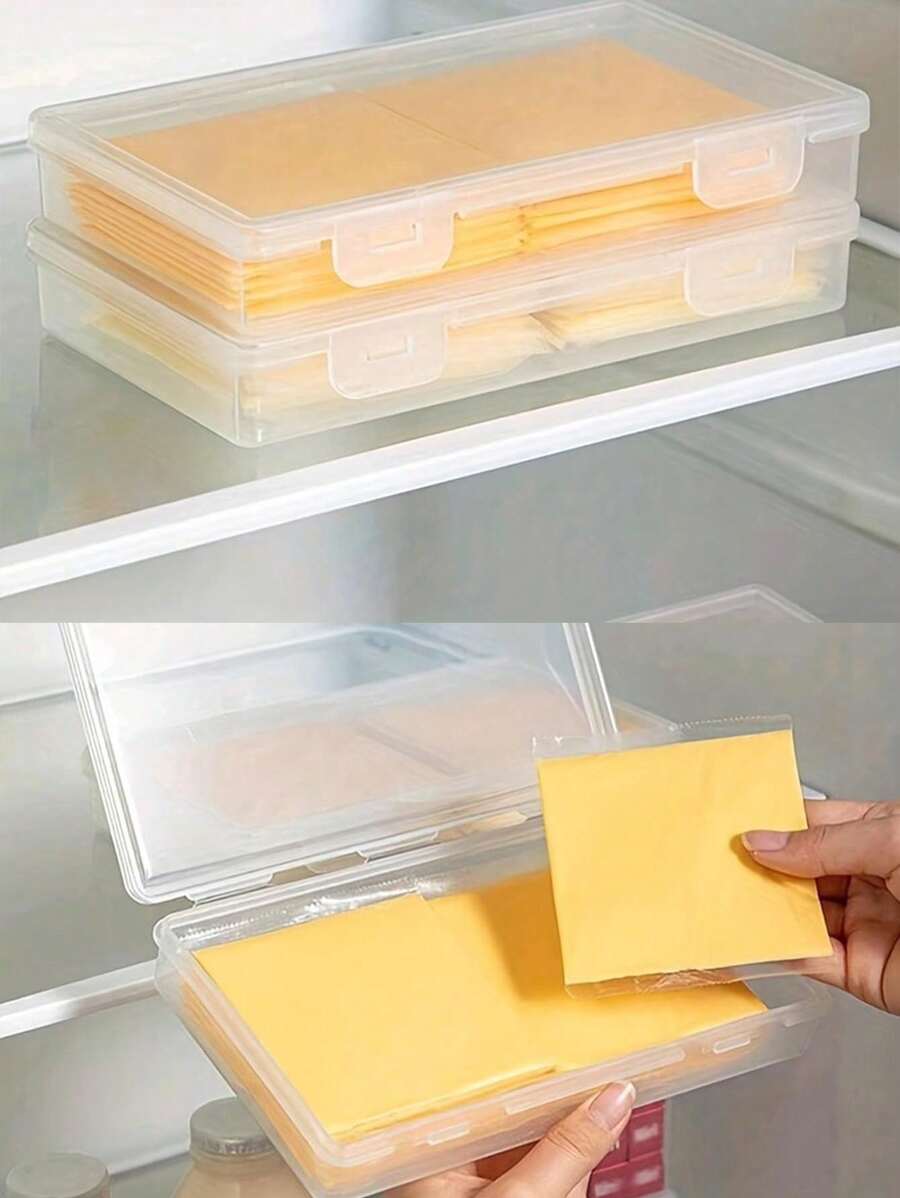2pcs Butter Cheese Packaging Storage Box, Cheese Slice Storage Box, Transparent Cheese Container, Kitchen Accessories