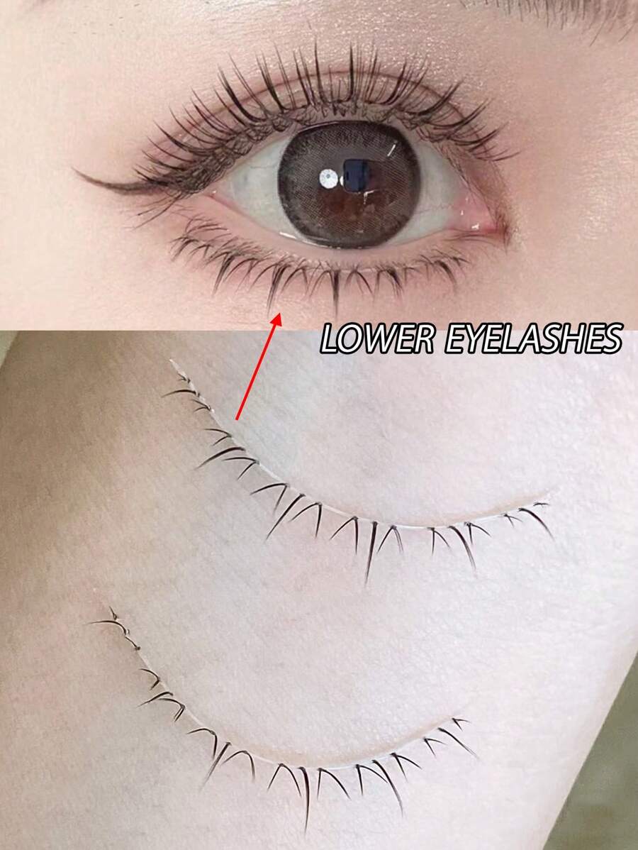 5 Paar ultradünne untere Wimpernstreifen | unsichtbares transparentes Band Büschel Wimpern für einen natürlichen, fließenden Look | Asiatischer Stil Streifen für Unteraugen (Alltag & Party, einfache Anwendung)