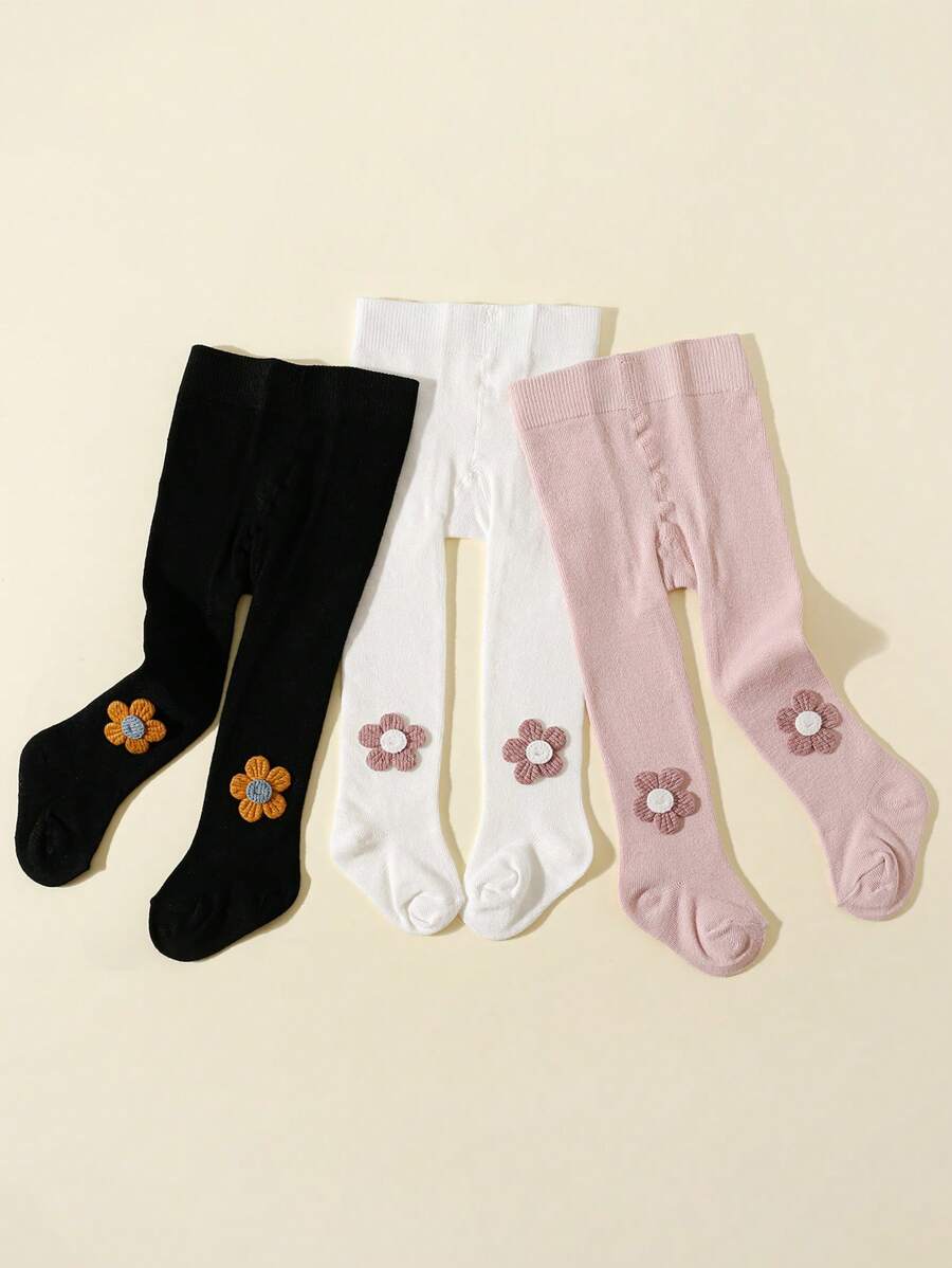 3 pares de leggings lisos para bebés y niños, con ajuste cómodo y estiloso para uso diario