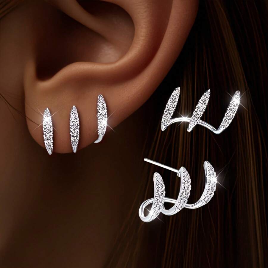 1Pair, Silvery/Golden Color, Women's Claw Set With Super Shiny Synthetic Earrings, Blingbling Dazzling, Exquisite And Lovely, Luxurious And Elegant, Suitable For All Occasions, Perfect Gift For Women