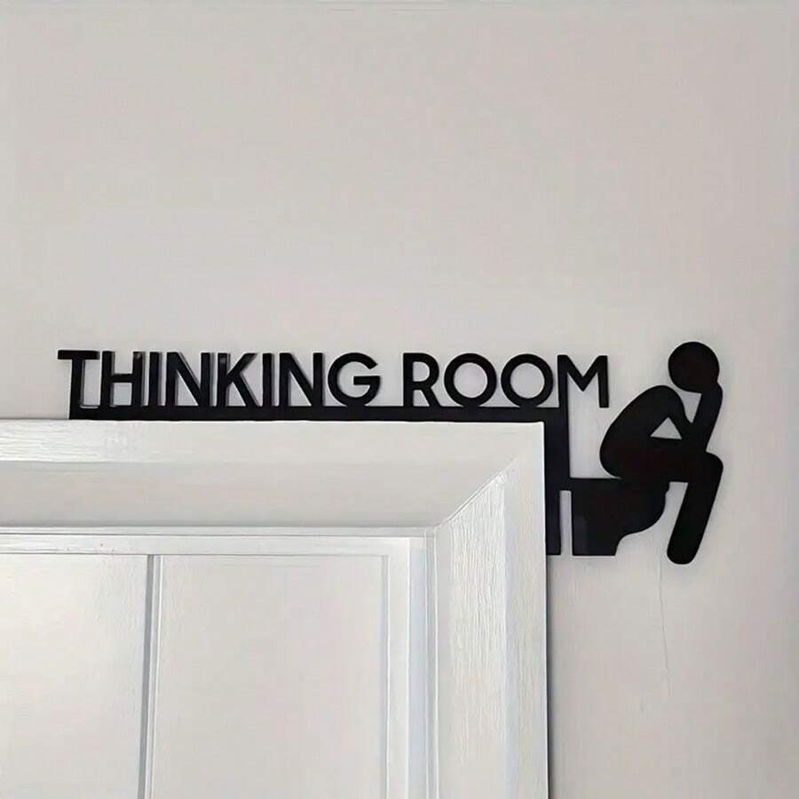 1pc Modern Metal Toilet Door Sign – 'Thinking Room' Wall Mount Sculpture, Decorative Door Frame Pendant, Home Decor Artwork Room Decor Bedroom Decor Wall Decor