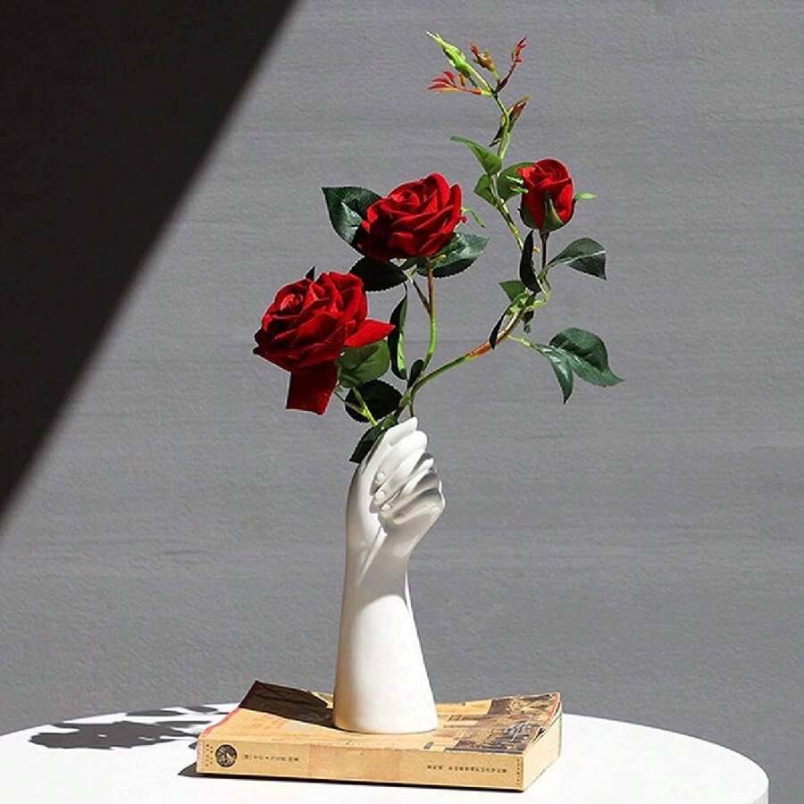 1pc Vase Home Decor White Vase Decoration Art, Fall Vase For Desktop Decoration, Shelf Decoration Aesthetic, Nightstand Decoration, Console Table Decoration, Housewarming Gift