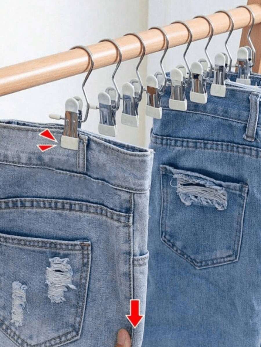 20/10 Pieces Stainless Steel Clothespins, Laundry Clothes Pegs With Hooks, Closet Boot Hangers, Clips With Hooks, Portable Clothespins, Wardrobe Organizer, Multifunctional Single Clip Hangers, Boot Clips, Seamless Hook Fabric Organizer For Pants, Hats, Skirts, Socks, Shoes, Dresses, Pants, Shoes, Jeans, Boots, Skirts