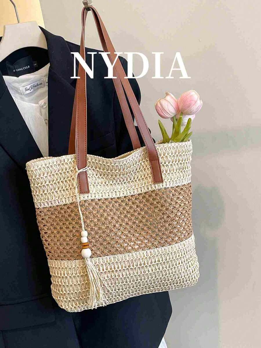 Bolso de mano con flecos y degradado de color, bolso de playa para vacaciones
