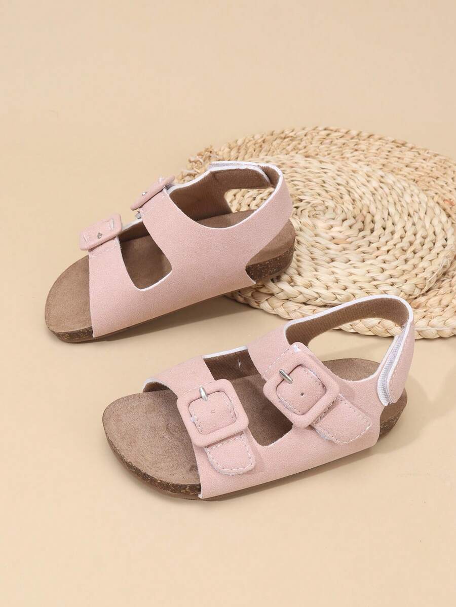 Summer Versatile Kids' PU Leather Back Strap Design Roman Sandals, Woven Soft Breathable Protective Sole Non-Slip Lightweight Sandals