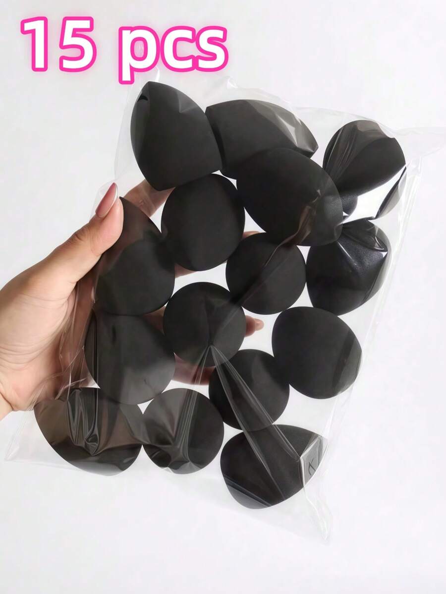 15pc Makeup Sponge, Random Shape, Suitable For All Skin Types, Latex-Free Multi-Purpose Makeup Sponge For Liquids, Creams And Powders, No Stripes, Smooth Make-Up Applications, Simple And Beautiful, Easy To Carry.