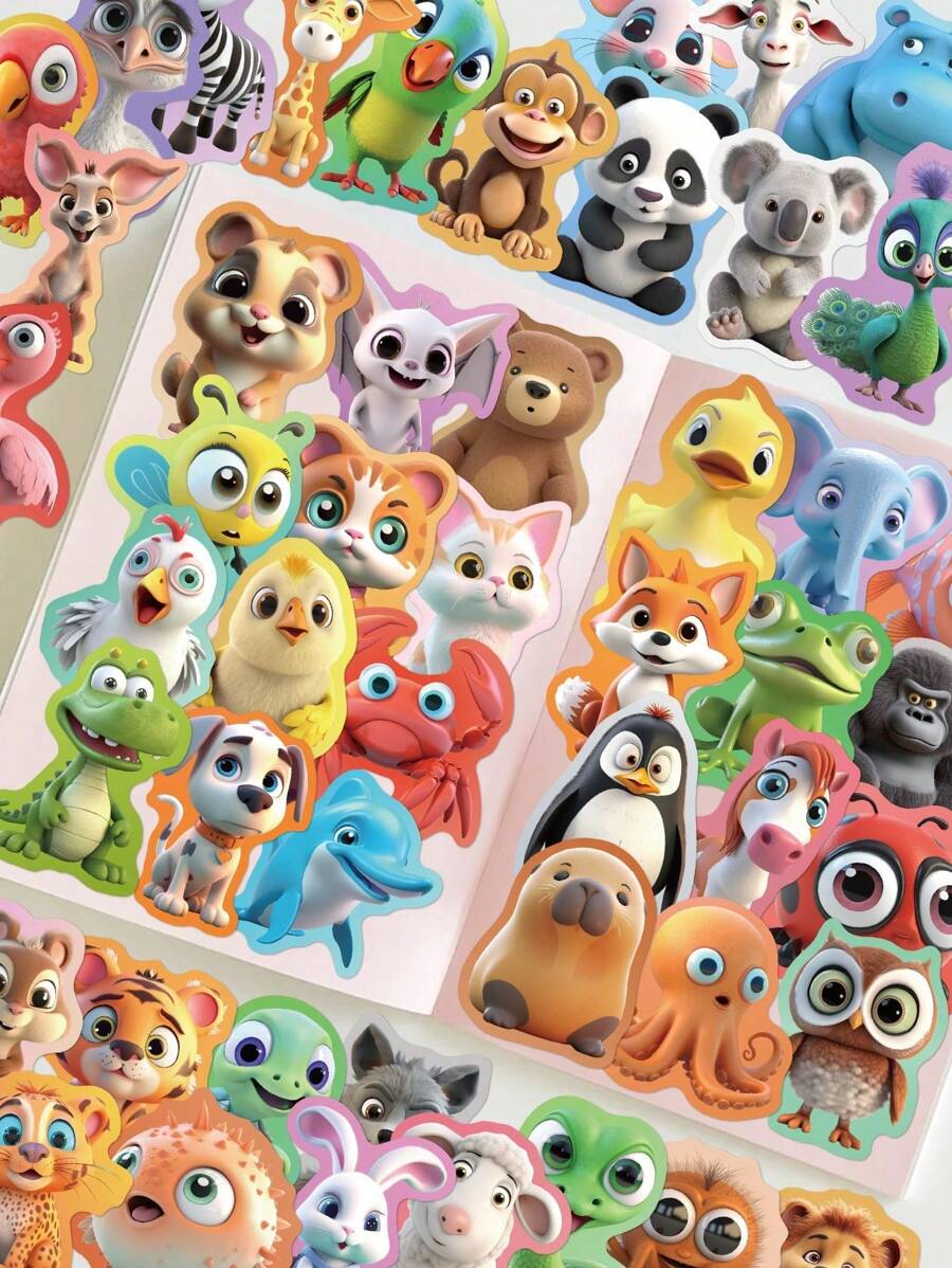 50pcs Cartoon Animal Sticker Set For Decorating Water Bottle, Skateboard, Laptop, Phone Case, Luggage, School Supplies, Waterproof DIY, Gift
