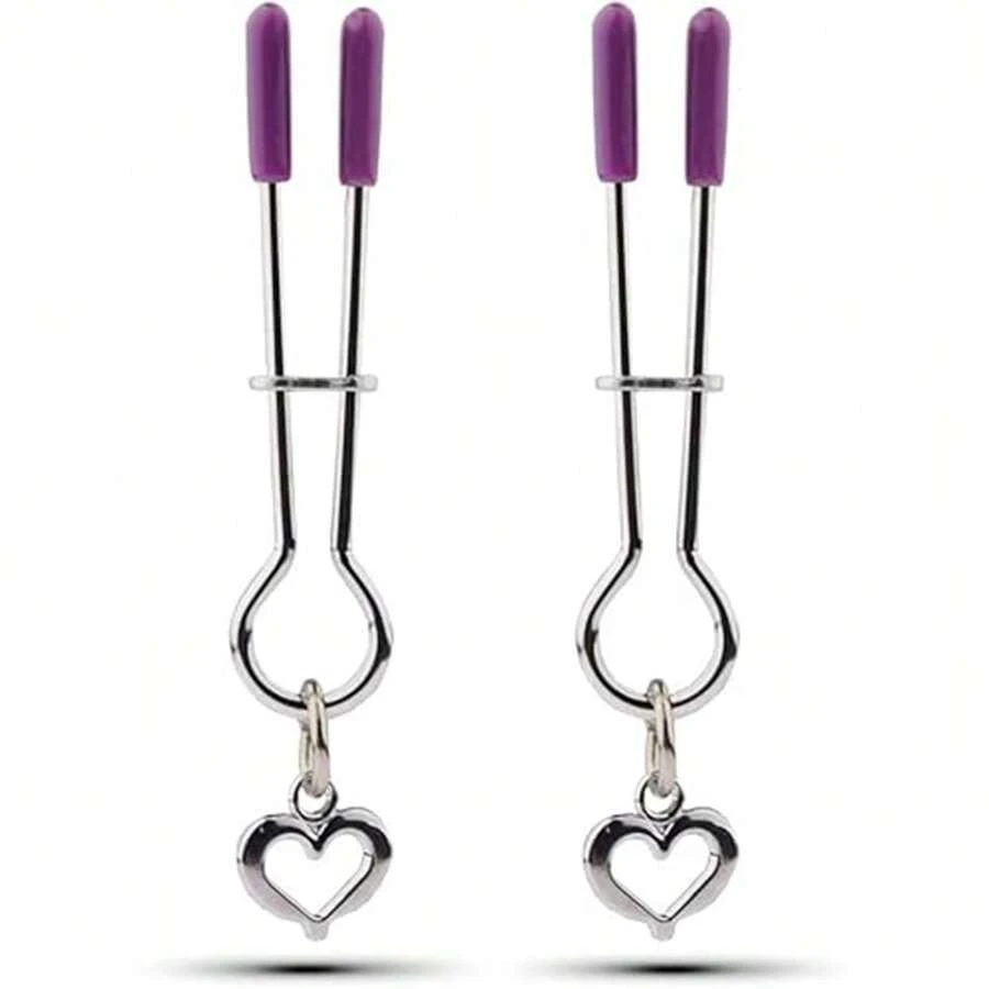Brustwarzenklammer geeignet für Druckmetall-Herzanhänger, für Anfänger ohne Piercings, Clip-Körperschmuck mit künstlichen Perforationen (Lila) Geschlecht, Sexy, Sexspielzeug, Sexwerkzeuge, Geschlechtswerkzeuge, SM-Produkte für Mann Frau & Paar