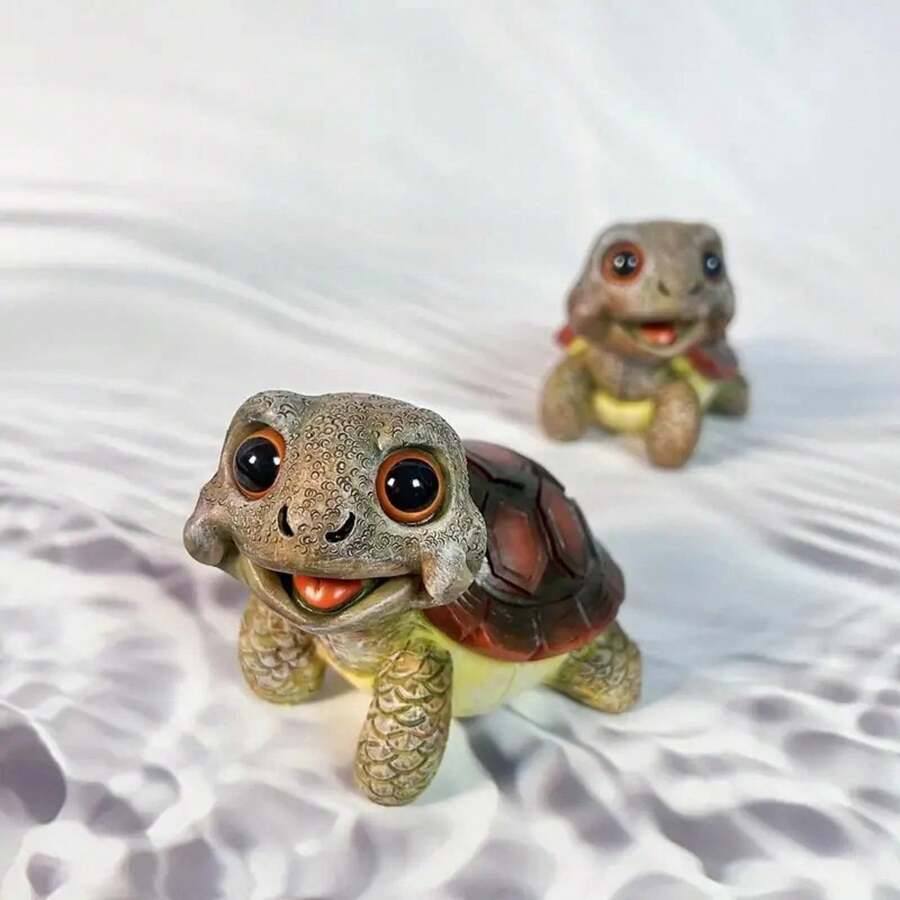 1 Stück realistischer Miniatur Meeresschildkröten Harzfigurine, lebensechte Mikro-Statue, niedliche Schildkröten Dekoration