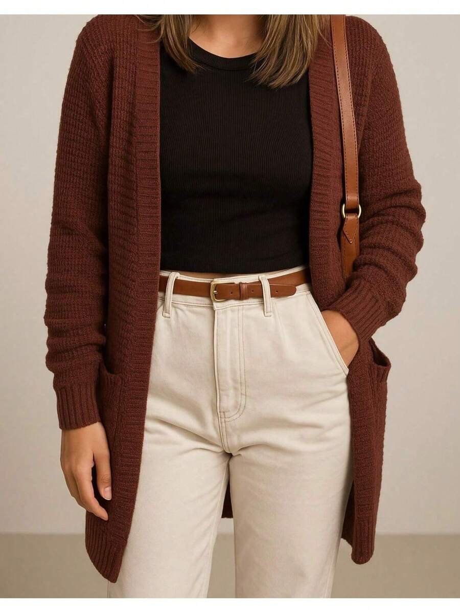 Cardigan de Trico Quimono Feminino Casaco Trico Alongado Quentinho