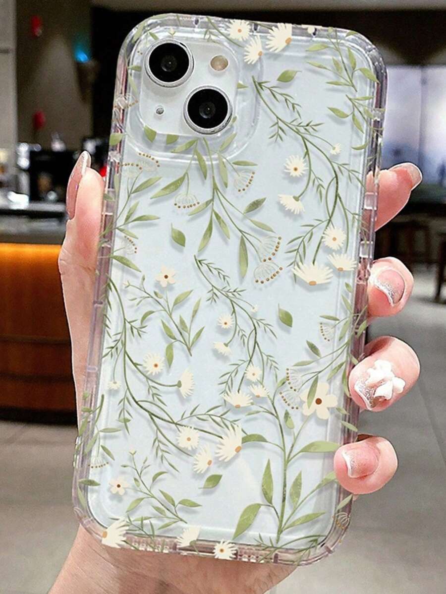 Fresh Leaf And Flower Design TPU Shockproof Phone Case Compatible With IPhone 11 12 13 14 15 Pro Max/13promax Xr Xs 16 Sweet 16promax, S24 S20FE S23+ A54 5G/A52/A14/A15/A12/S22/S21 A33 5G Galaxy A50 S25 And More, Gift For Men And Women