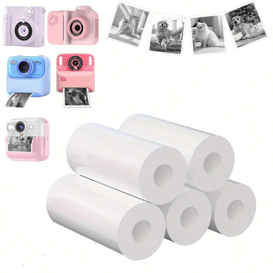 3/6/12 Rolls Of Instant Print Camera Paper, Compatible With Most Instant Print Cameras, Featuring Coreless Thermal Printing Paper That Works With 57Mm Wide Thermal Printers, Allowing For Quick Inkless Printing Suitable For Photos, Labels, Memos, And More.