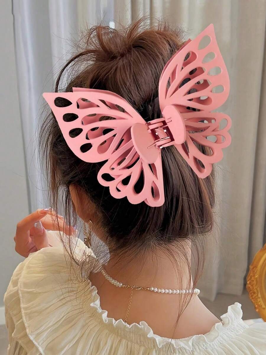 1 Stück/5 Stück/8 Stück extra große doppelschichtige Cut Out Schmetterling Haarklammern, Haarkrallen, elegant & stylisch, ABS Kunststoff Material Sommer