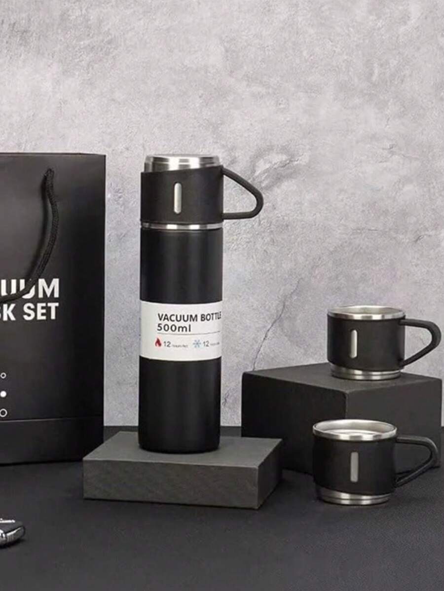1pc Stainless Steel Three-Lid Long-Lasting Insulated Cup Is A High-End Portable Portable Water Cup Set For Outdoor Business Travel And Household Use, Suitable For Keeping Milk, Coffee, Beer, Tea, Cola, And Cold And Hot Beverages Warm