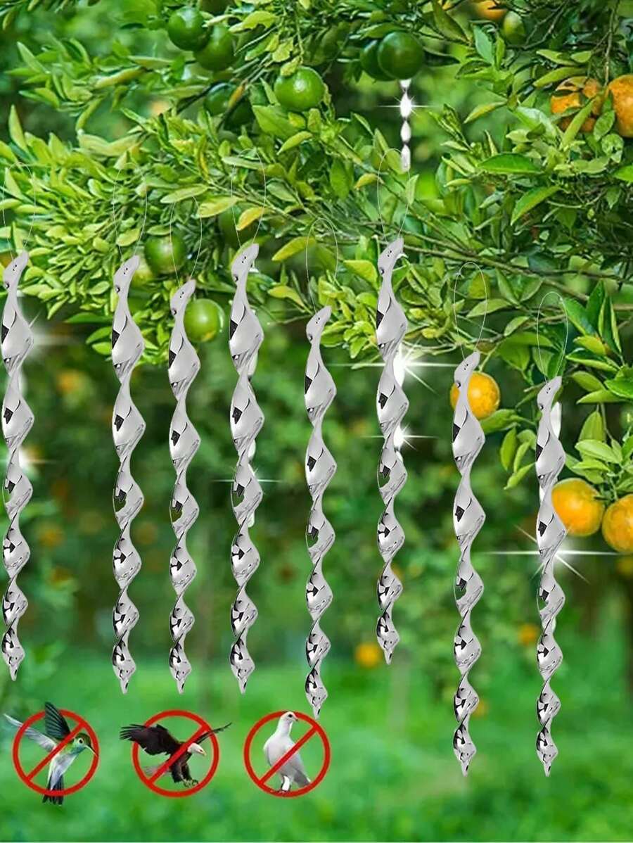 6pcs Large 11in Bird Repellent Reflective Scare Rods Ornamental Spinner Deterrent Control Device Keeps And Birds Awaw