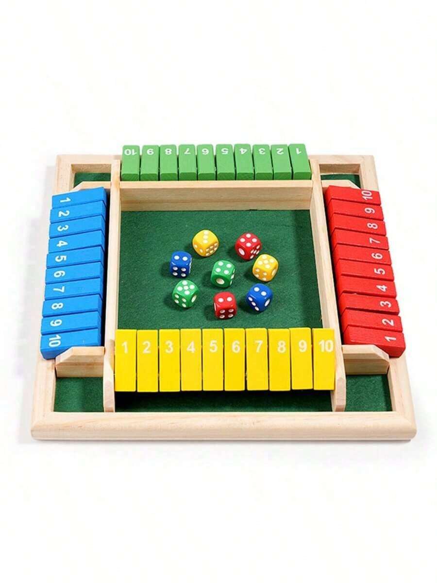 1 pieza Juego de Cerrar la Caja, Juego de dados de madera para 2-4 jugadores para fiestas, juegos de mesa de madera para oficina y hogar