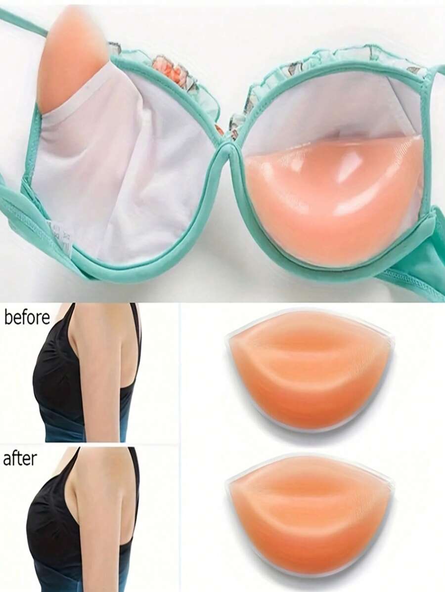 2 Pcs/Set Non-Marking Silicone Bra Pads, Thicken And Support Invisible Bra Pads, Suitable For Underwear, Suitable For Swimwear And Bra Accessories, Soft And Comfortable, Suitable For Home, Outdoor And Sportswear