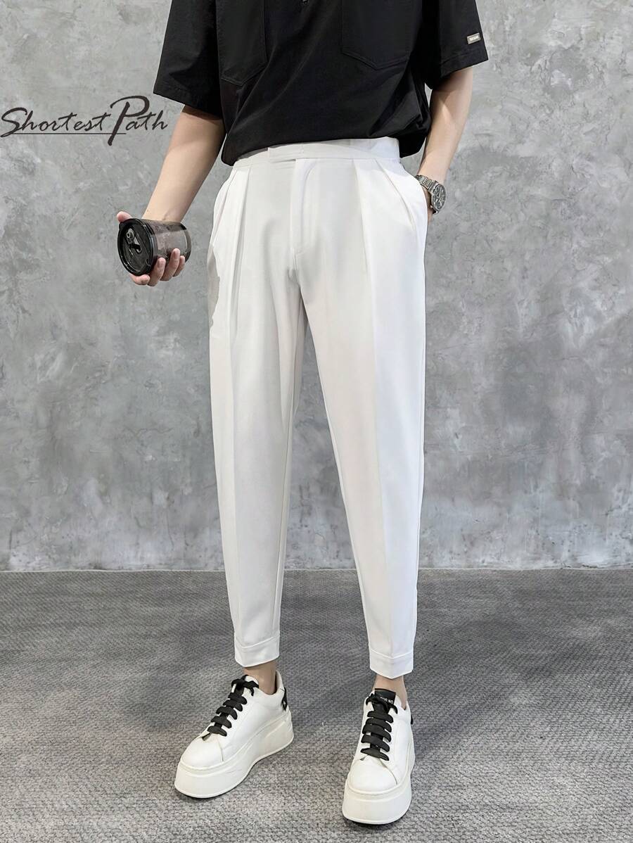Men's High Waisted Loose Tapered Casual Pants With Hook And Loop Closure