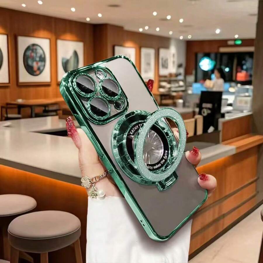 Magnetic 1pc Plating Flash Ring Holder Phone Case For Compatible With IPhone 16 16 Pro Max 16 Plus 16Pro 15 15 Plus 15Pro 15Pro Max 14 13 12 11