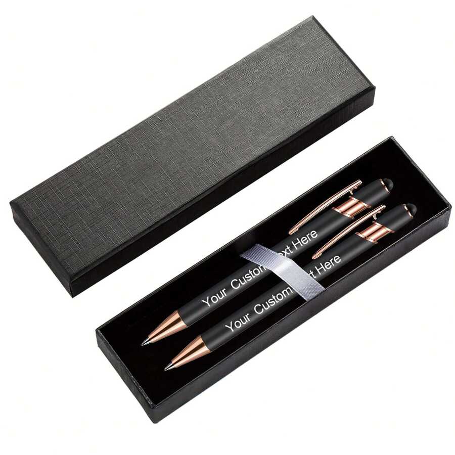 2 Stück personalisierte Metallfüller, Geschenkbox, individuelle Gravur, geeignet als Geschäftsgeschenke, Werbegeschenke, Feiertagsgeschenke, Unternehmensgeschenke, Schulgeschenke, Valentinstags-Geschenke zur Schulanfang