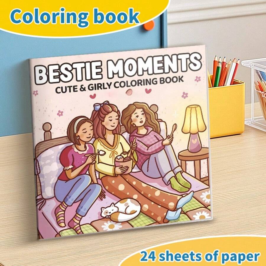 Girls Time: Kleurboek voor volwassenen en tieners met schattige en meisjesachtige scènes, 24 enkelzijdige, unieke en professioneel geïllustreerde ontwerpen, ideaal voor stressverlichting, focus en ontspanning, een attent cadeau voor vrienden, familie of geliefden tijdens de feestdagen, verjaardagen of andere speciale gelegenheden, de start van het schooljaar, schoolbenodigdheden