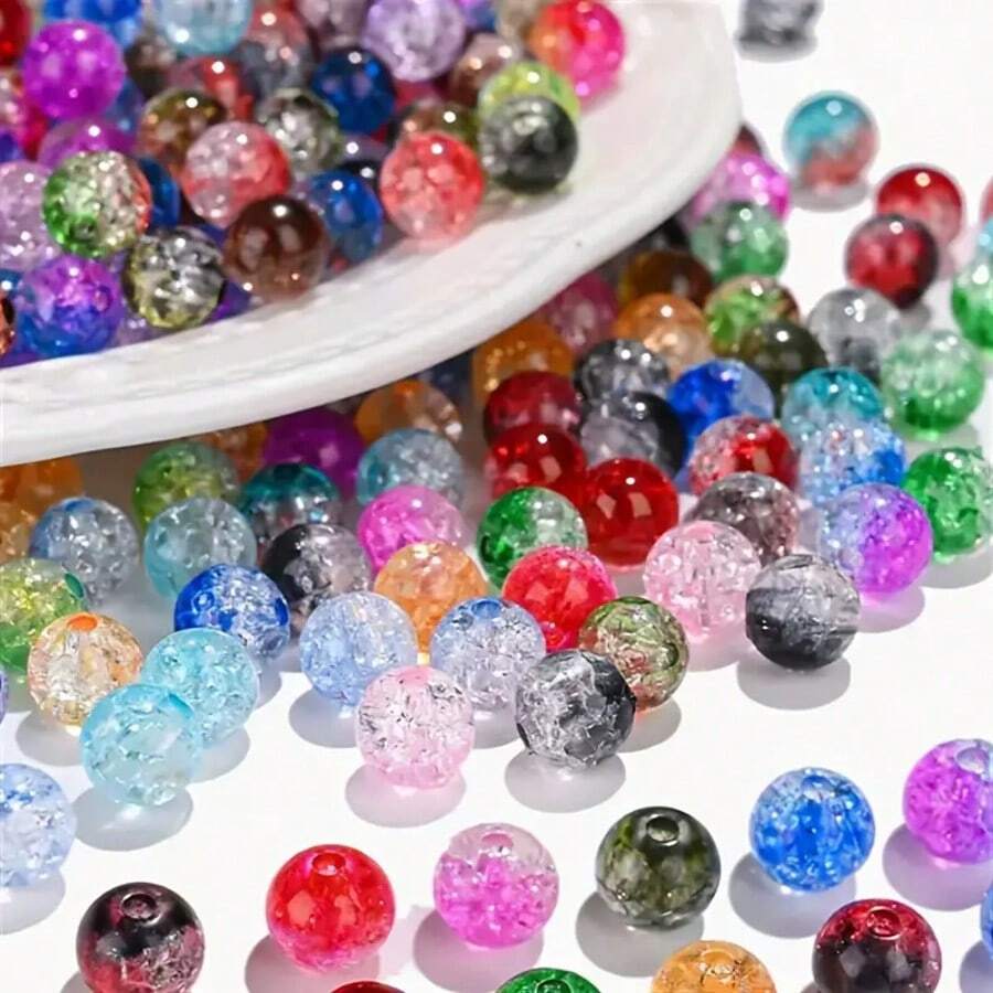 300 Stücke 8mm Acryl Eiswürfel Perlen, DIY Schmuckherstellung Zubehör für Armbänder, Halsketten, Handyketten