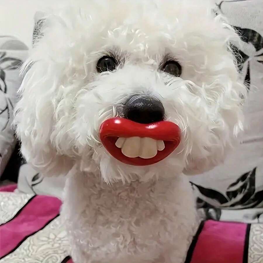1 Durable Silicone Dog Chew Toy - Fun Soothing Item Design For Teeth Cleaning And Eliminating Boredom - Red Lipstick Shaped Chew Toy Suitable For Puppies And Dogs, Teeth Cleaning Toy | Humorous Pet Toy | Silicone Dog Toy, Suitable For Aggressive Chewing Dog Toy