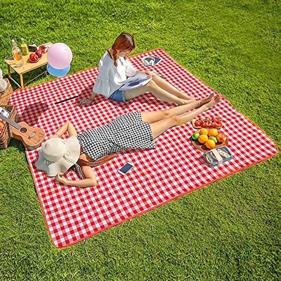 Große Stranddecke, Outdoor-Picknick-Matte, wasserdichte und sandabweisende tragbare Stranddmatte, schnell trocknend und faltbar, leicht für Frühling Sommer Camping für Outdoor-Indoor-Familie, Strand, Park, Rasenflächen, Wandern, Musikfestival, Picknickdecke