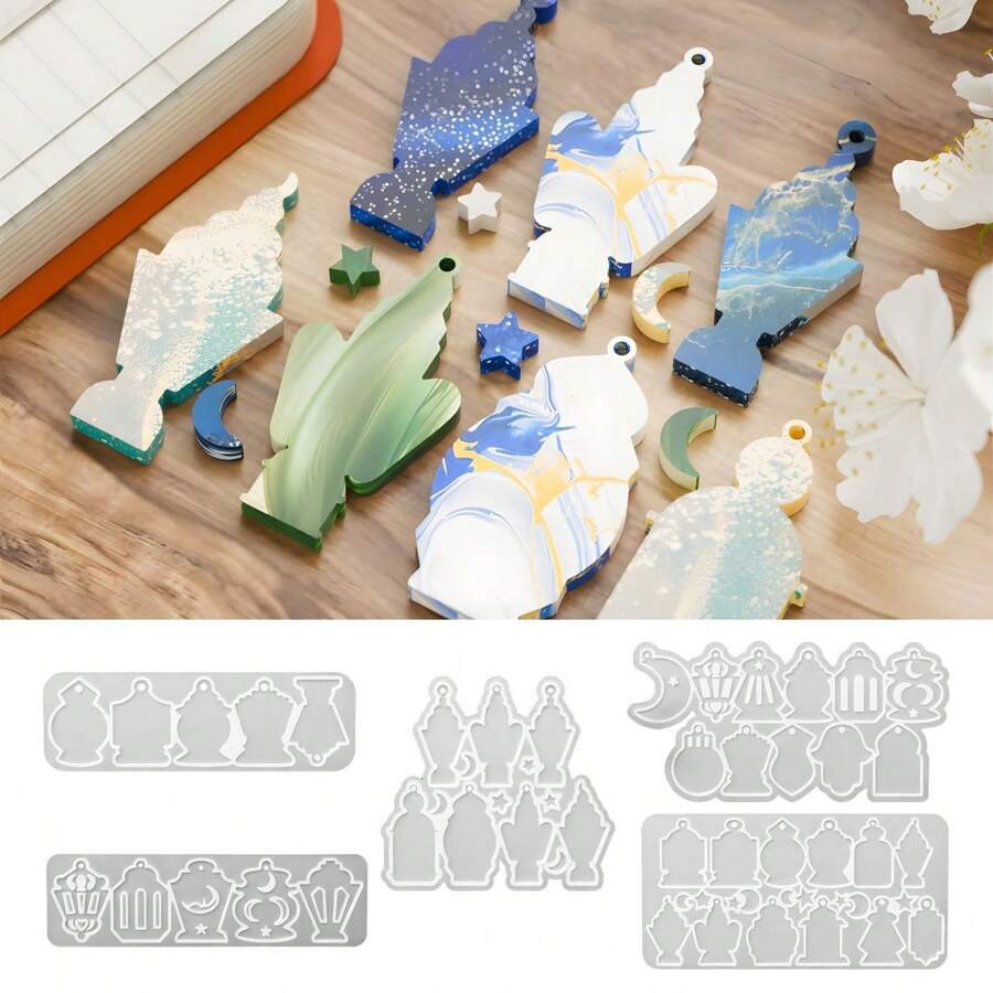 1 conjunto de 5 moldes de silicone criativos faça você mesmo para brincos, pingentes, chaveiros, artesanato, acessórios para fazer joias para brincos e colares