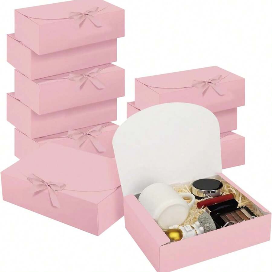 10 Stück/5 Stück/2 Stück - Weiß/Schwarz/Rosa/Braun Geschenkboxen mit Deckel, Geschenkboxen mit Schleife für Brautjungfern Verlobungsboxen, Geschenkboxen für Hochzeit, Geburtstag, Babyparty und andere Partys, Valentinstag Geschenke, Valentinstag, Verpackung, Geburtstag, Selbstgemachtes, Beauty Aufbewahrungsbox