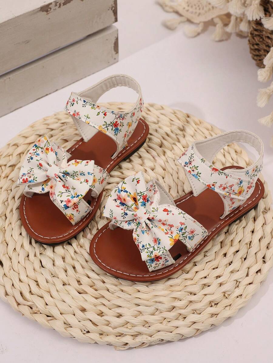 1 Pair Toddler/Little Girl Solid Color PU Dot Strap Round Toe Flat Sandals, Lightweight & Fashionable Roman Style Casual/Holiday Wear Shoes, Suitable For 3-12 Years Old, Spring/Summer