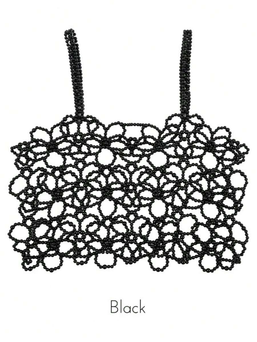 1 Pezzo Nuova giacca a fiori intrecciata con perle in stile minimalista ed elegante, perfetto come regalo per ragazze, stile giapponese e coreano